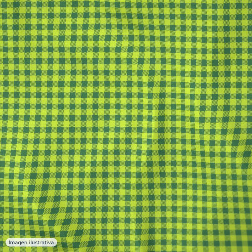 Seersucker cuadros vichy verde fluor — 60% algodón