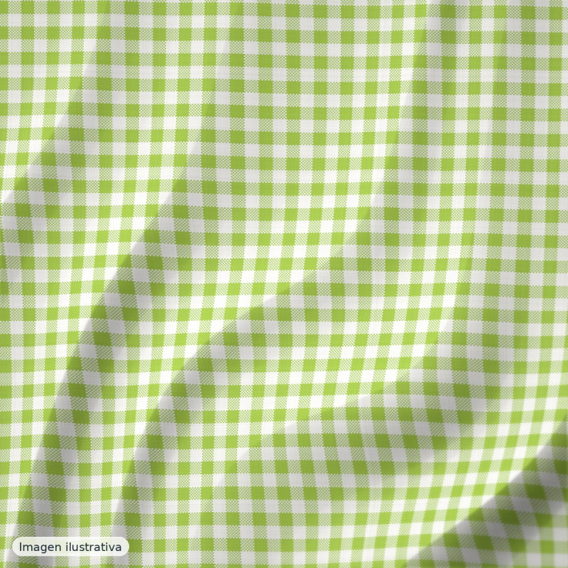 Seersucker cuadros vichy verde lima — 65% algodón