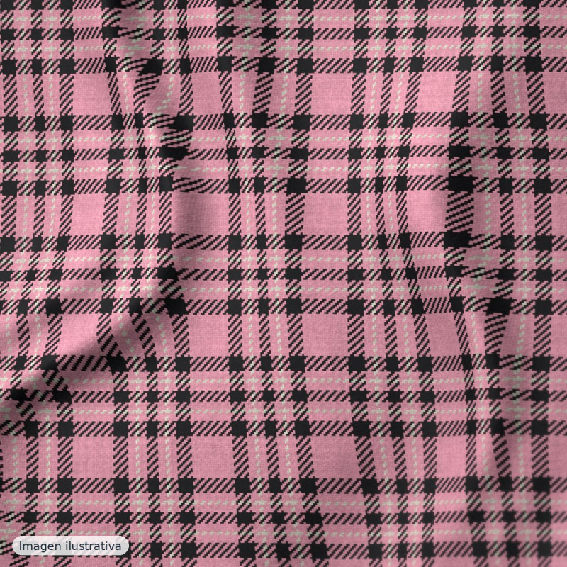 Seersucker Tencel cuadros maxi rosa — 78% poliéster