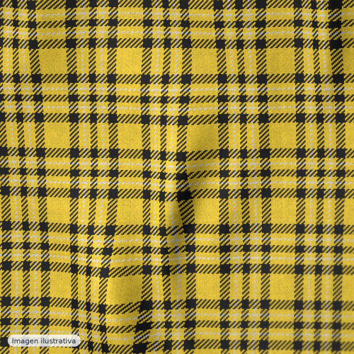 Seersucker Tencel cuadros mini amarillo — 78% poliéster