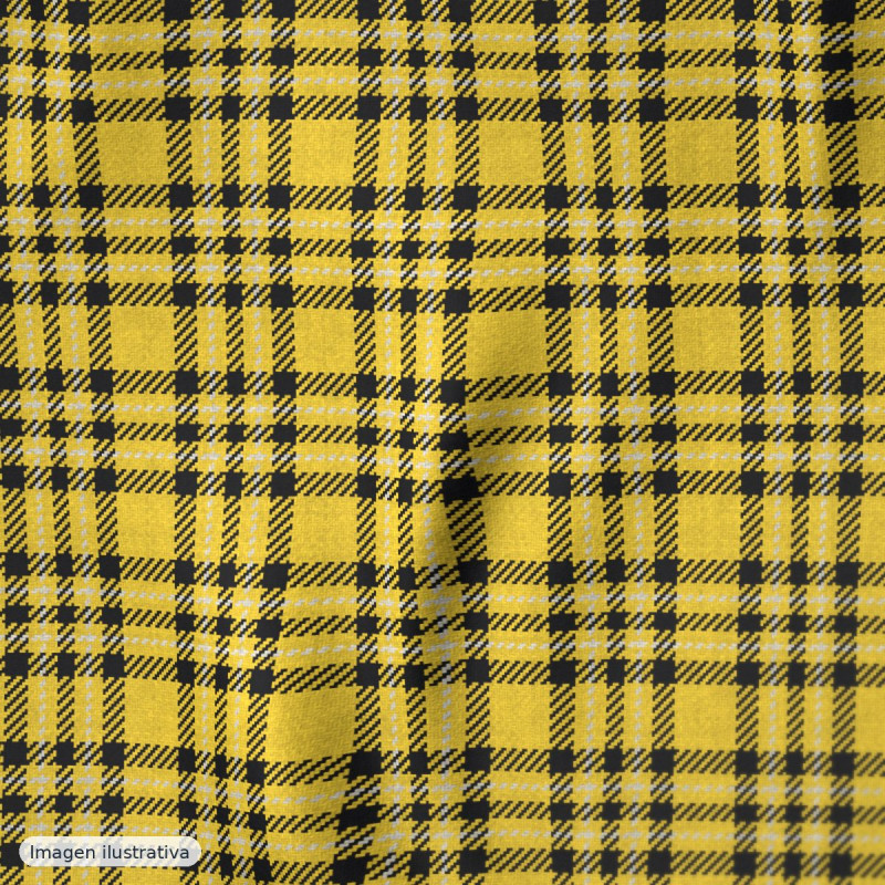 Seersucker Tencel cuadros mini amarillo — 78% poliéster