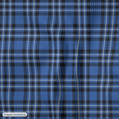 Seersucker Tencel cuadros mini azul — 78% poliéster