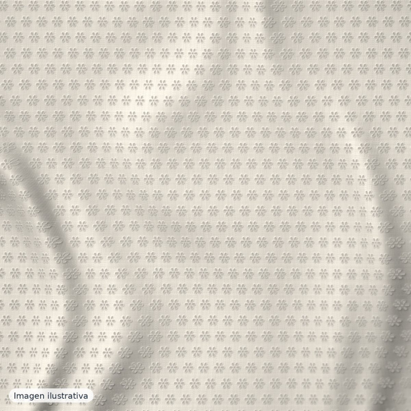 Tul blanco natural bordado en rosa nude — 100% poliéster