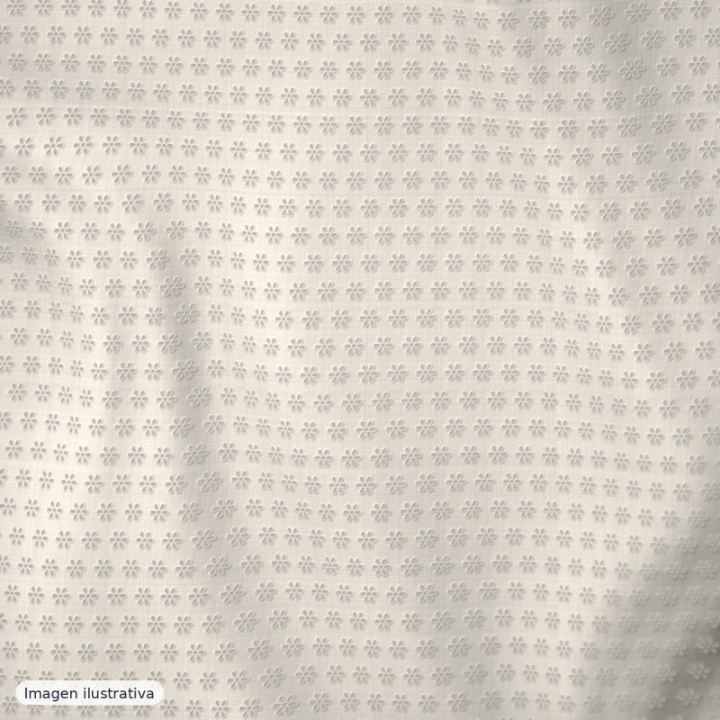Tul bordado 3d cenefa blanco natural — 60% algodón