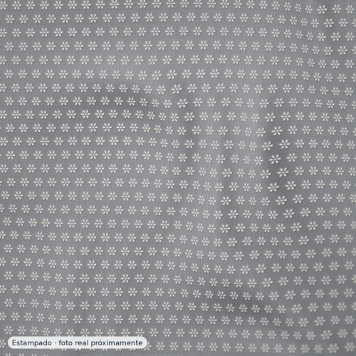 Tul bordado en flor 3d gris plata — 100% poliéster