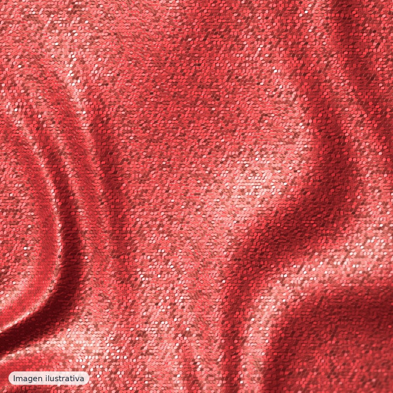 Tul fantasía rojo con lentejuelas multicolor — 100% poliéster