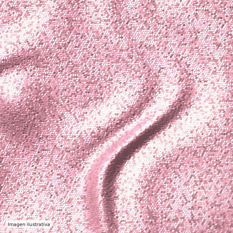 Tul fantasía rosa con lentejuelas multicolor — 100% poliéster