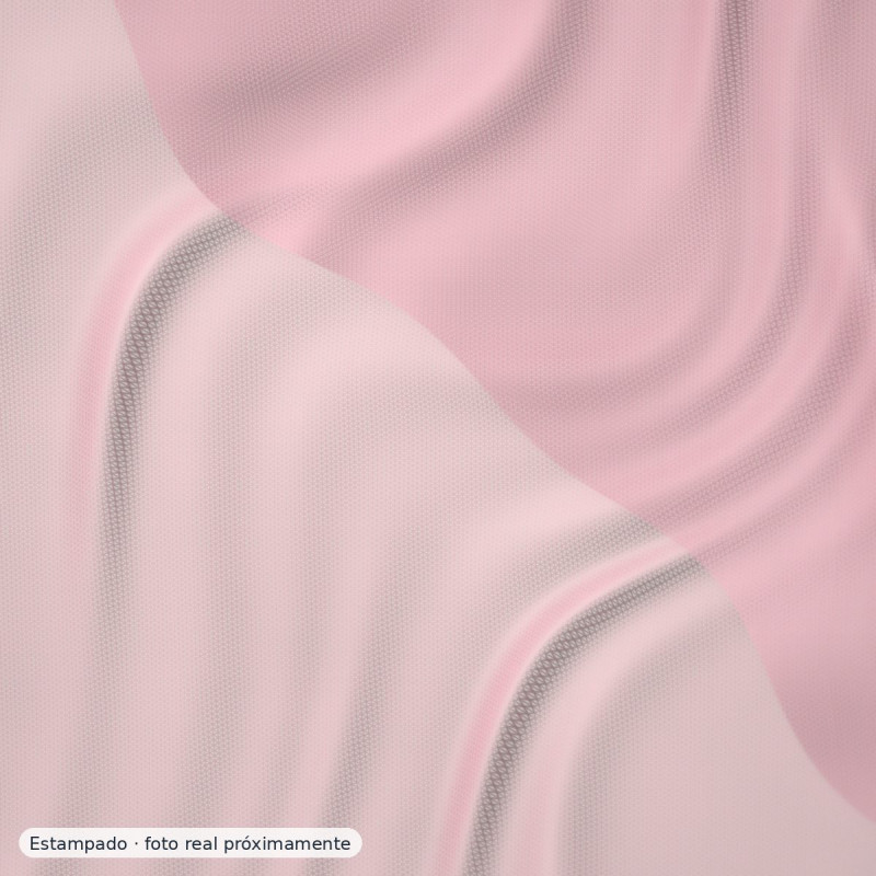 Tul rosa con flores 3d y perlas — 100% poliéster