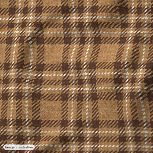 Tweed cuadros camel y marron — 40% poliéster