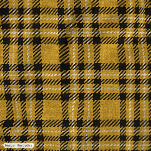 Tweed cuadros fondo mostaza — 40% poliéster