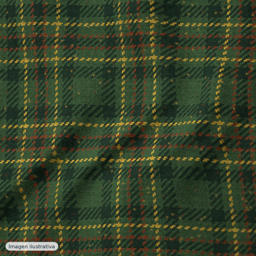 Tweed de lana a cuadros verde — 65% lana