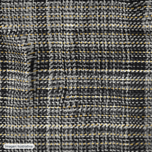 Tweed de lana mosaico gris y negro con lúrex — 65% lana