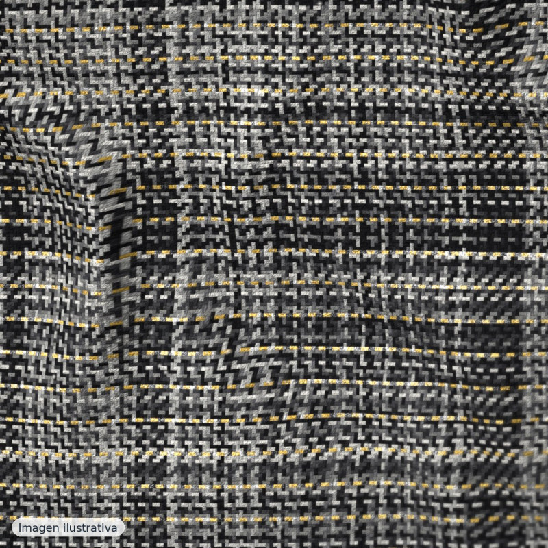 Tweed de lana mosaico gris y negro con lúrex — 65% lana