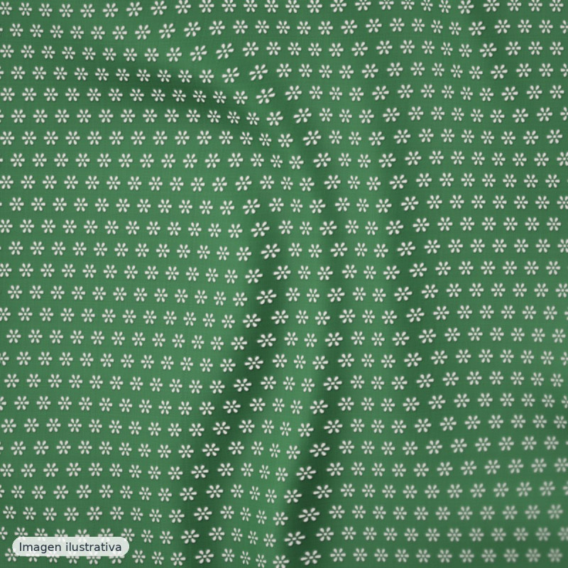 Twill cotón bordado verde — 65% poliéster