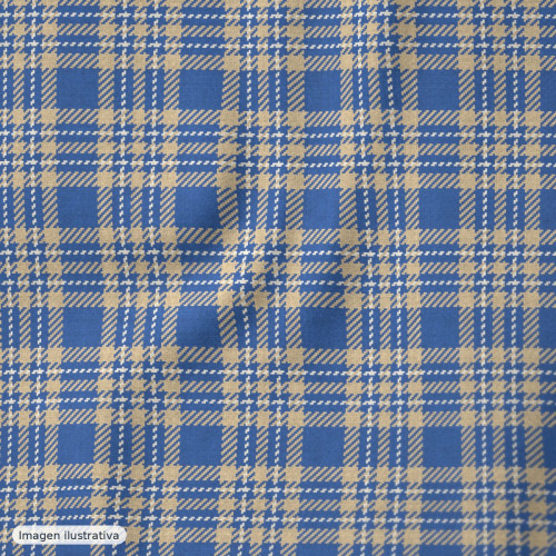 Viella estampado cuadros azul y beige — 80% poliéster