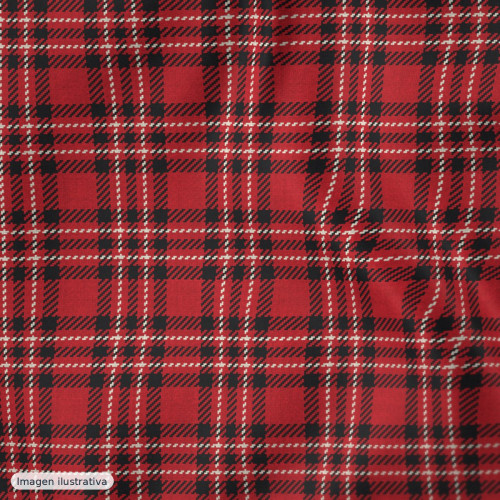 Viella estampado cuadros b y n y rojos — 80% poliéster