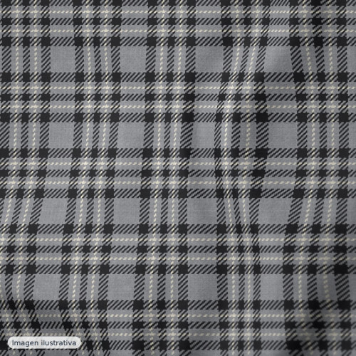 Viella estampado cuadros grandes clásicos gris — 80% poliéster