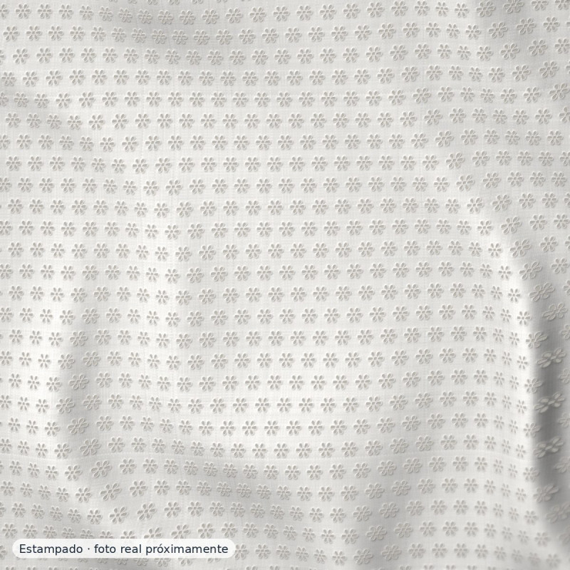 Viscosa bordada blanca floral — 90% poliéster