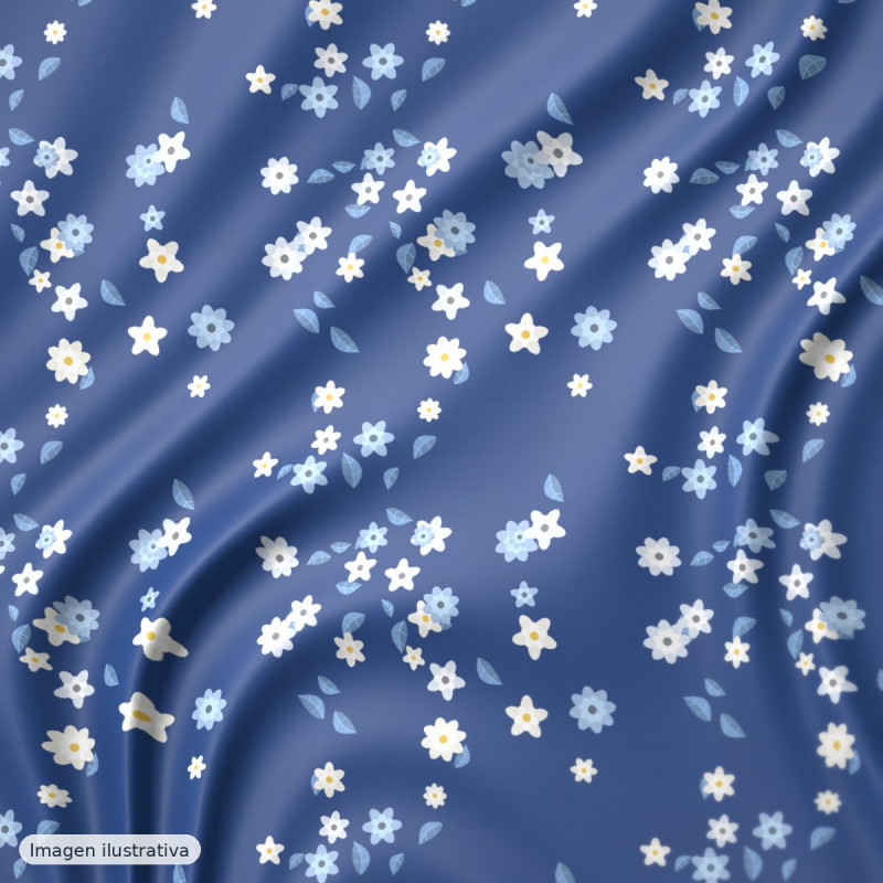 Viscosa elástica estampado floral azul — 97% viscosa