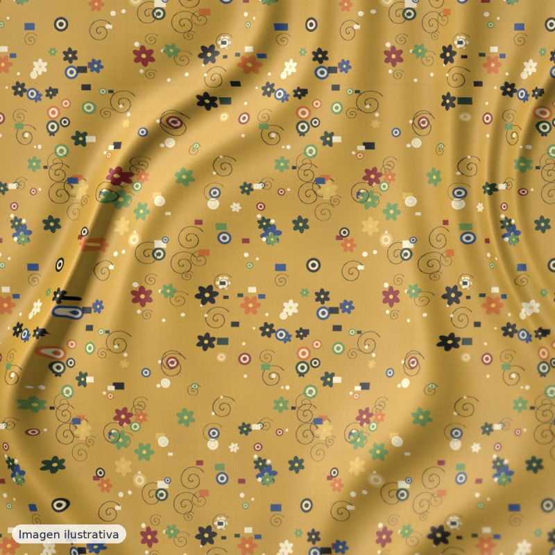 Viscosa estampado floral Klimt — 100% viscosa